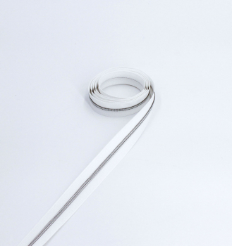 Preview: Endlosreißverschluss metallisiert schmal weiß/silber (1m)